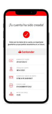 Crear cuenta digital Santander desde app