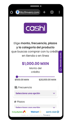 Montos de cuánto me presta Cashi Crédito en la app y plazos de pago