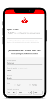 Cuenta digital Santander ingresar datos en app