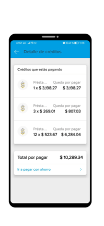 Desglose de préstamos vigentes en la app de Mercado Pago