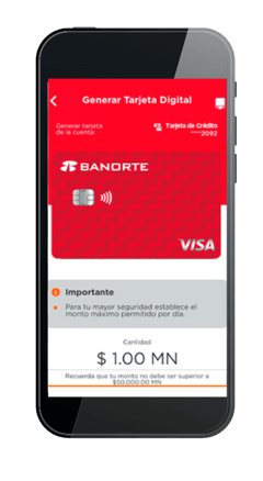 Establecer límite de gasto en tarjeta de crédito digital Banorte