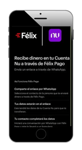 Felix pago y Cuenta Nu recibe divisas de EU desde la app Nu