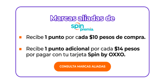 Spin by OXXO puntos de Spin premia 