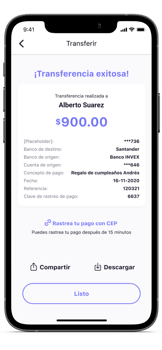 Transferir dinero en Now Bank app