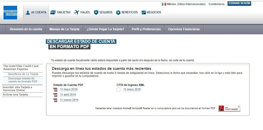 Estado de cuenta American Express